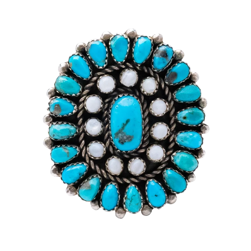 Kingman Turquoise & Mother of Pearl Ring | Fred Begay