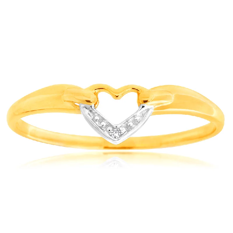 Don't Miss Out On Bestselling Jewelry At Special Prices 9ct Yellow Gold Diamond Heart Ring with 1 Brilliant Cut Diamond Don't Miss Out On Bestselling Jewelry At Special Prices 9ct Yellow Gold Diamond Heart Ring with 1 Brilliant Cut Diamond