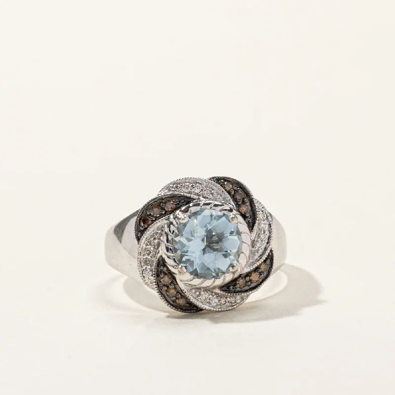 Aquamarine & Diamond Cocktail Ring | 1.50ct | 0.22ctw | SZ 9 |