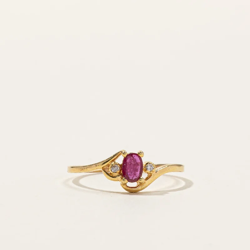 Bypass Ruby & Diamond Ring | 0.15ct | 0.01ctw | SZ 6.5 |