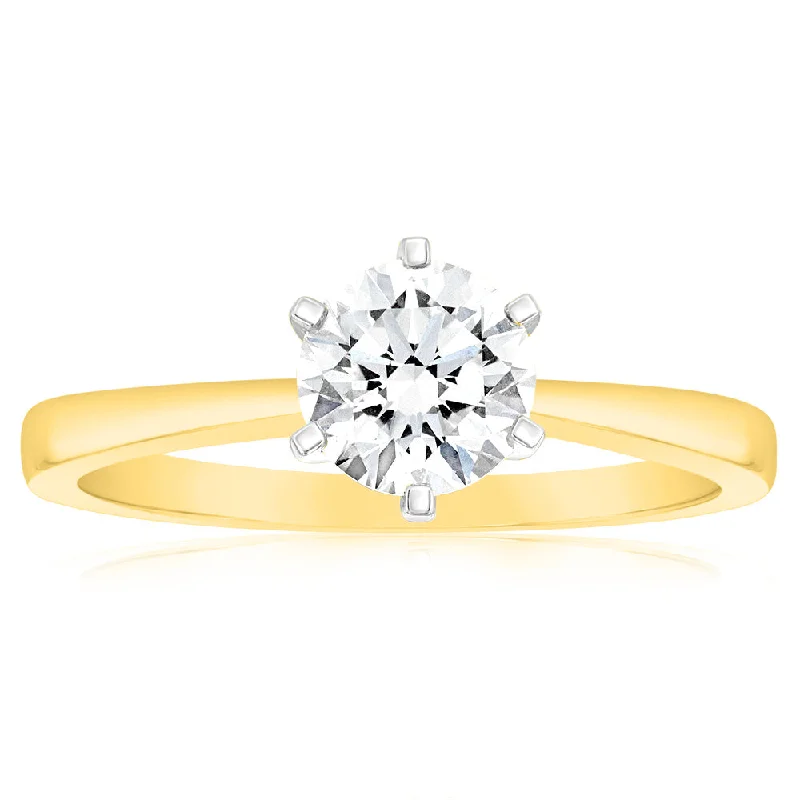 Certified Luminesce Lab Grown 1 Carat Solitaire Engagement Ring in 18ct Yellow Gold