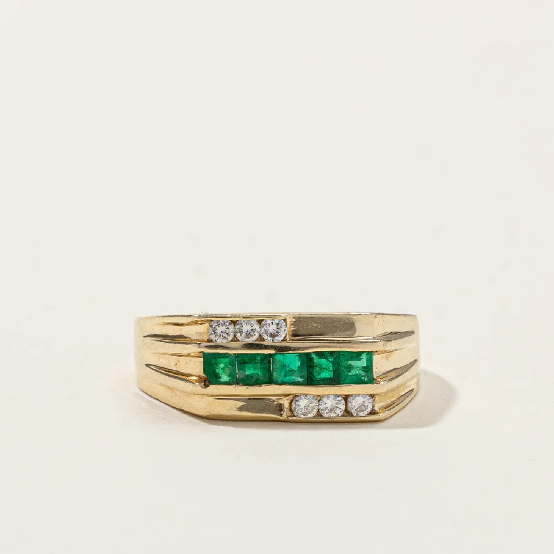 Channel Set Emerald & Diamond Ring | 0.50ctw | 0.24ctw | SZ 9.25 |