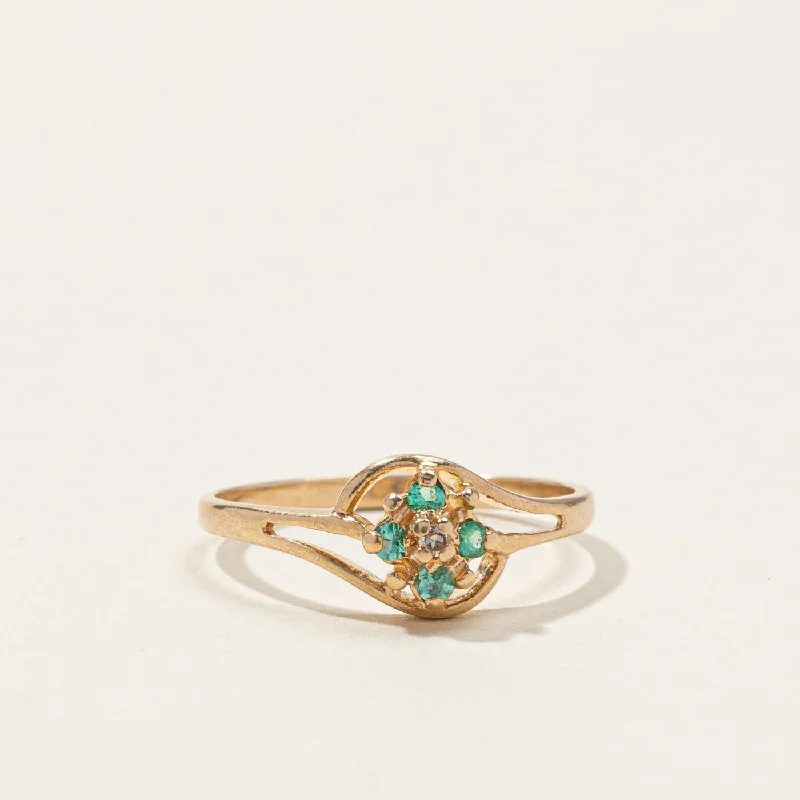 Cluster Emerald & Diamond Ring | 0.08ctw | 0.01ct | SZ 6 |