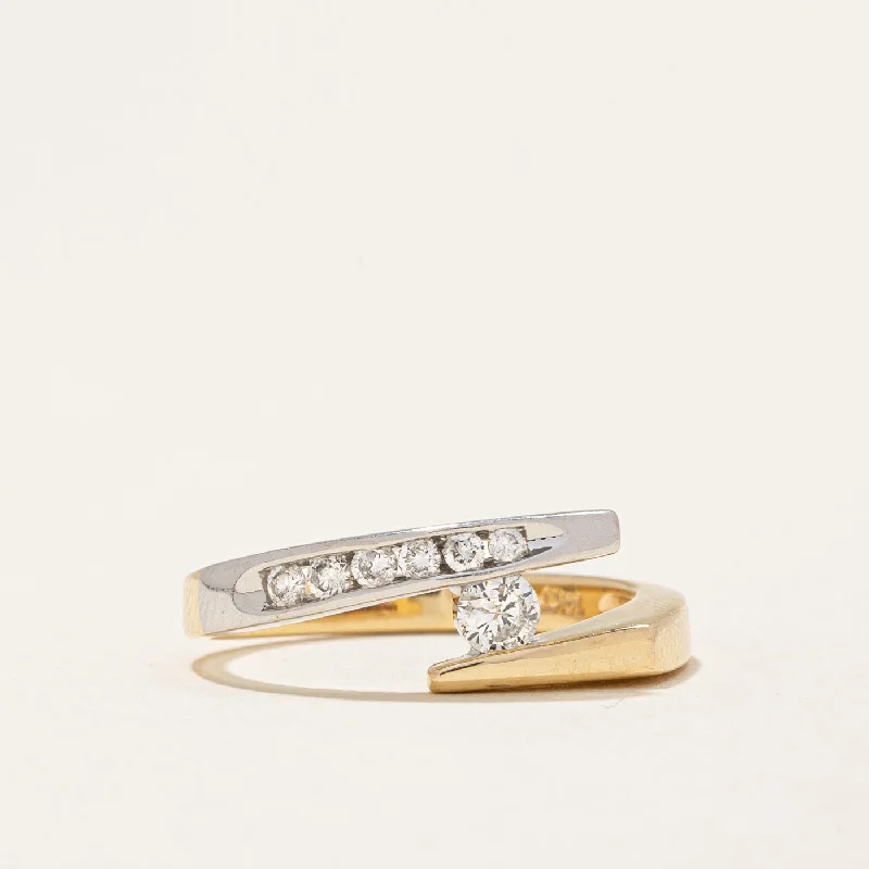 Two Tone Gold Diamond Bypass Ring | 0.25ctw | SZ 6.25 |