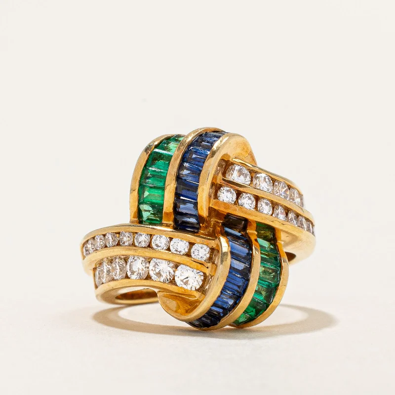 Diamond & Emerald/Sapphire Ring | 1.00ctw | SZ 6.75 |