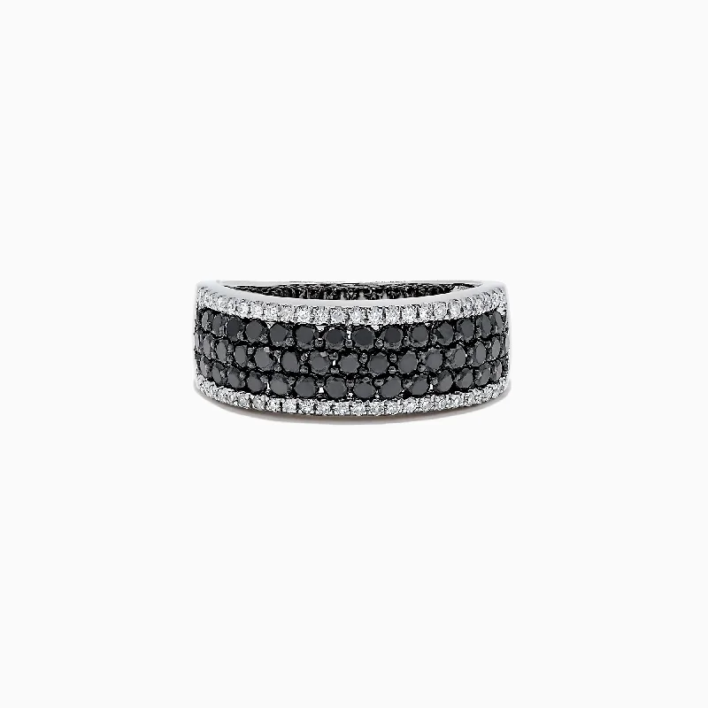 14K White Gold Black and White Diamond Ring, 1.28 TCW