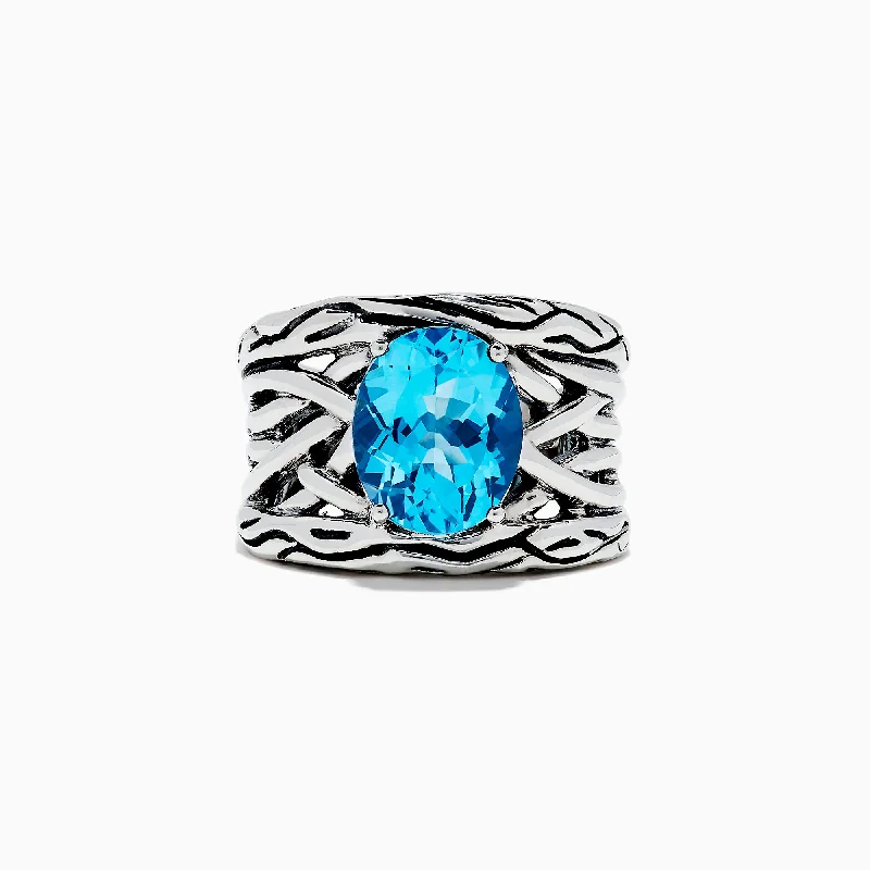 925 Lagoon Sterling Silver Blue Topaz Ring, 5.70 TCW