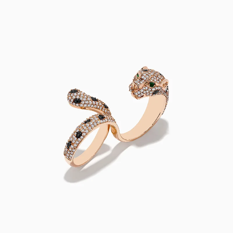 Elegant Jewelry Styles At Budget-Friendly Prices Signature 14K Rose Gold Diamond & Emerald Double Finger Ring, 1.91 TCW Elegant Jewelry Styles At Budget-Friendly Prices Signature 14K Rose Gold Diamond & Emerald Double Finger Ring, 1.91 TCW