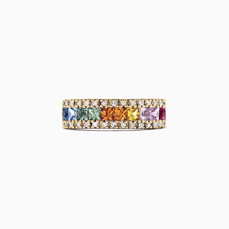 Watercolors 14K Yellow Gold Multi Sapphire & Diamond Ring 1.46 TCW