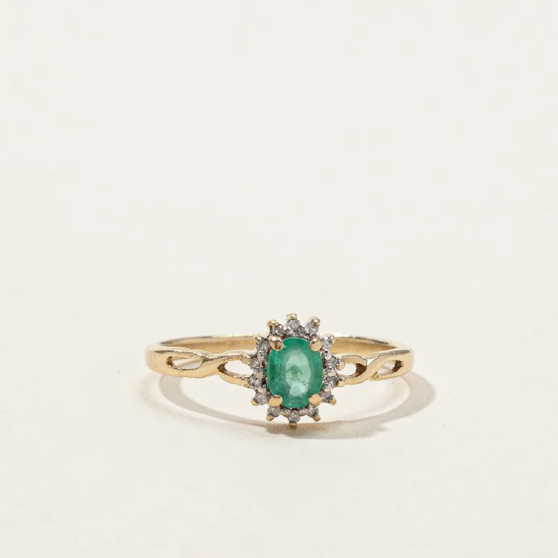 Emerald & Diamond Cocktail Ring | 0.25ct | 0.05ctw | SZ 7 |