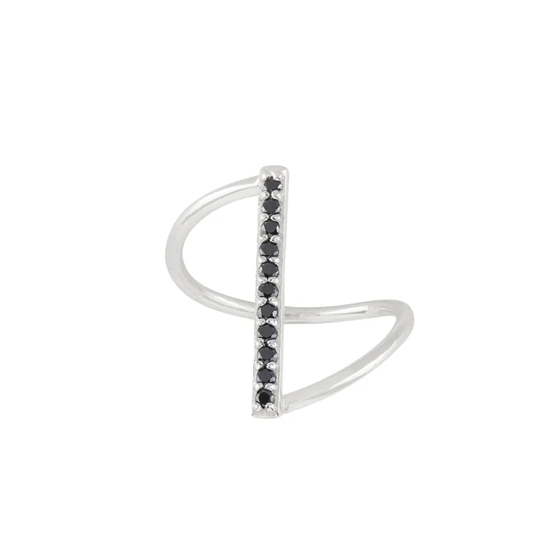 Fine Line Ring-  Black Onyx & Silver