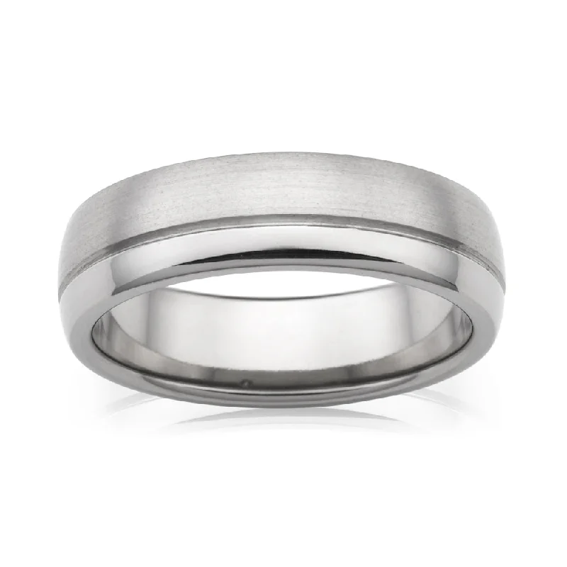 Flawless Cut Half Round Polished / Sanded Titanium 6mm Ring