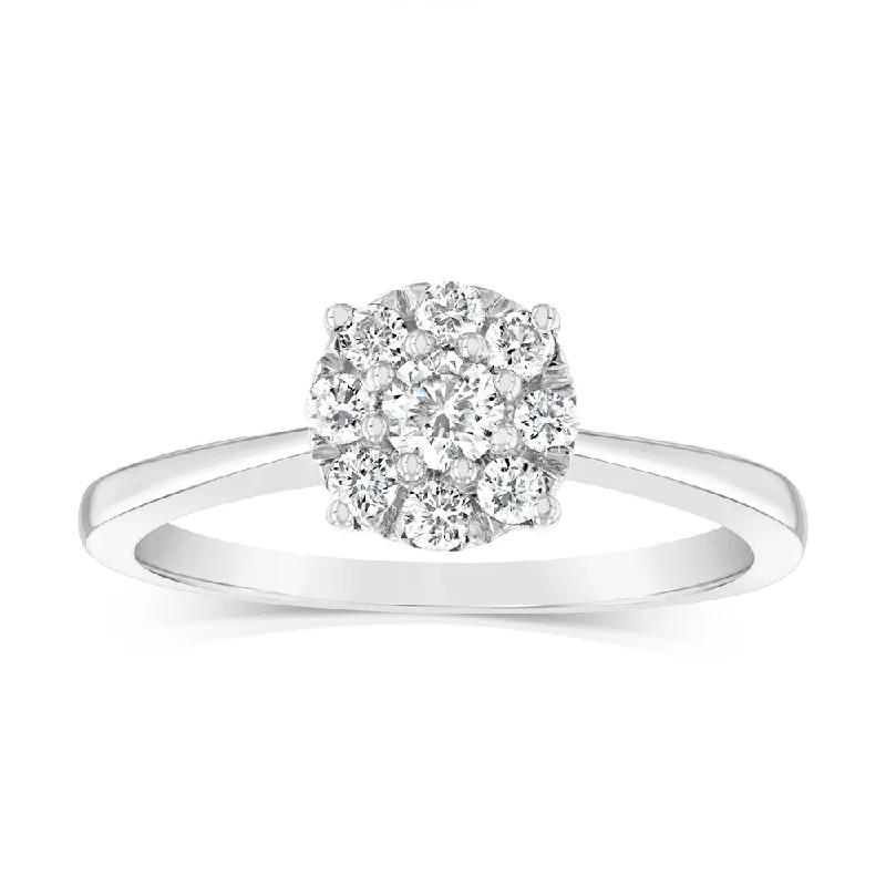 Luminesce Lab Grown 9ct White Gold 1/3 Carat Diamond Round Cluster Ring