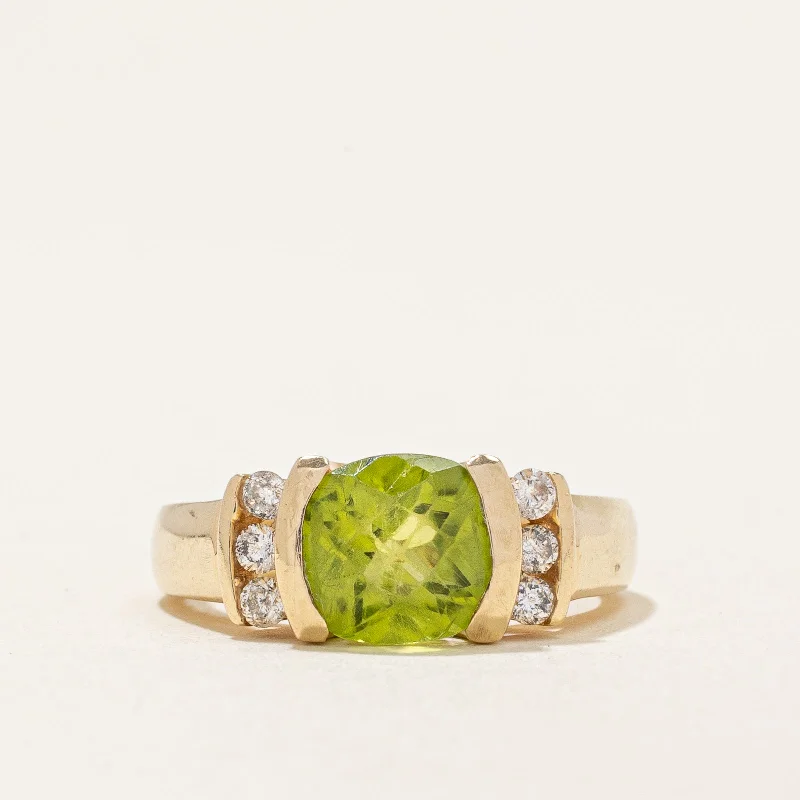 Peridot & Diamond Ring | 1.50ct, 0.18ctw | SZ 4.5 |