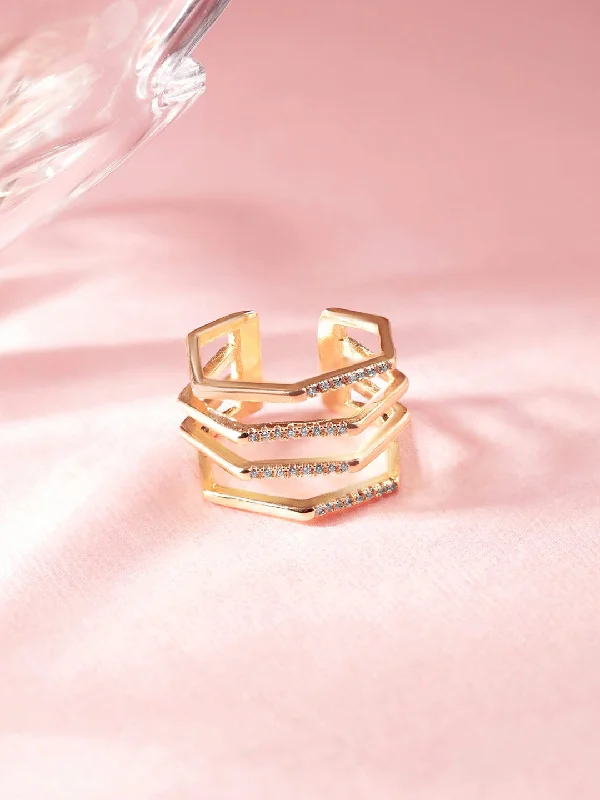 Once-A-Year Jewelry Deals – Shop Before They’Re Gone Rubans Voguish 18K Gold-Plated CZ Studded Finger Ring Once-A-Year Jewelry Deals – Shop Before They’Re Gone Rubans Voguish 18K Gold-Plated CZ Studded Finger Ring