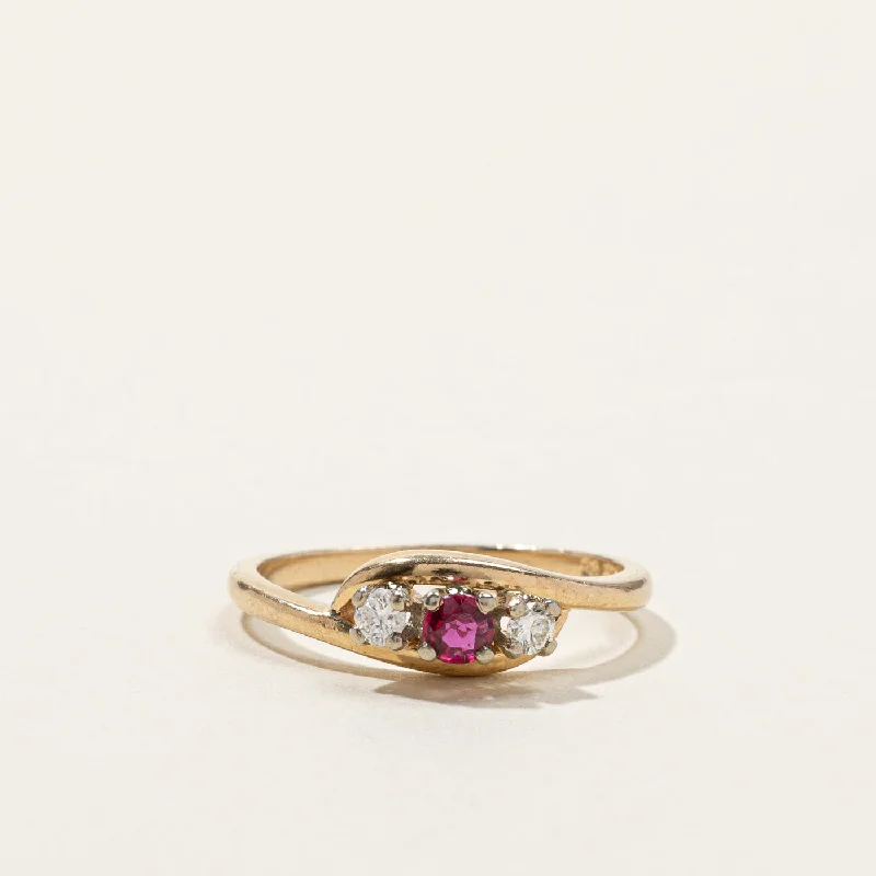 'Birks' Three Stone Ruby & Diamond Ring | 0.10ct | 0.10ctw | SZ 6.75 |