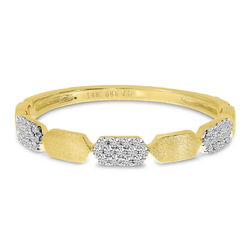 Affordable Glamour – Premium Jewelry For Less 14K Yellow Gold 0.12ct. Diamond Brushed Rectangular Ring Affordable Glamour – Premium Jewelry For Less 14K Yellow Gold 0.12ct. Diamond Brushed Rectangular Ring