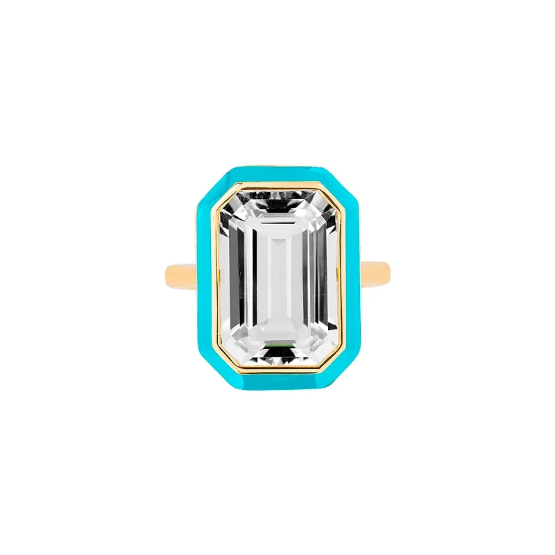 Exclusive Jewelry Sale – Limited-Time Discounts Rock Crystal Emerald Cut Ring with Turquoise Enamel Exclusive Jewelry Sale – Limited-Time Discounts Rock Crystal Emerald Cut Ring with Turquoise Enamel