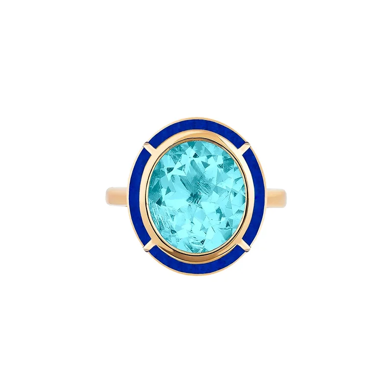 Buy More, Save More On Stunning Jewelry Pieces Blue Topaz and Lapis Lazuli Inlay Oval Ring
