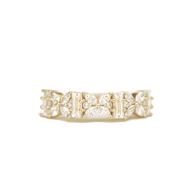 Get The Sparkle You Love At Prices You Adore Marquise & Baguette Lotus Diamond Mosaic Ring