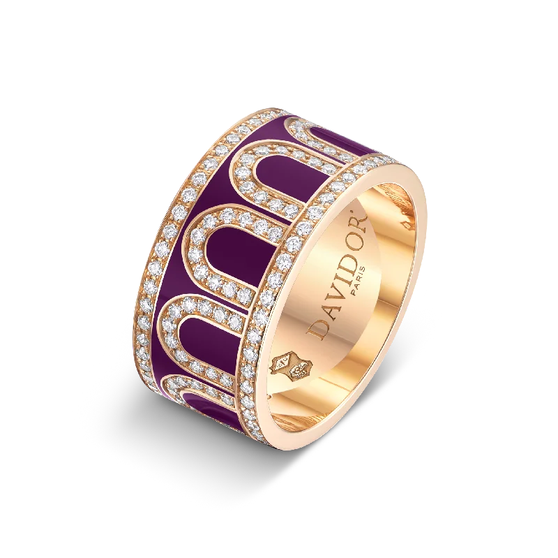 Customized Silver Jewelry For Unique Style L'Arc de DAVIDOR Ring GM, 18k Rose Gold with Aubergine Lacquered Ceramic and Palais Diamonds Customized Silver Jewelry For Unique Style L'Arc de DAVIDOR Ring GM, 18k Rose Gold with Aubergine Lacquered Ceramic and Palais Diamonds