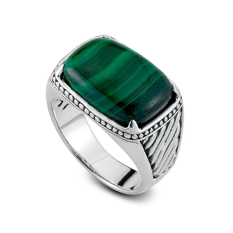 Modern Statement Jewelry For Bold Styling Samuel B. Forte Malachite Sterling Silver Ring