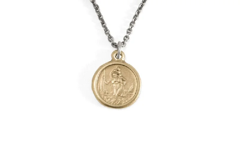 #062 - Necklace St. Christopher - round small - GOLD