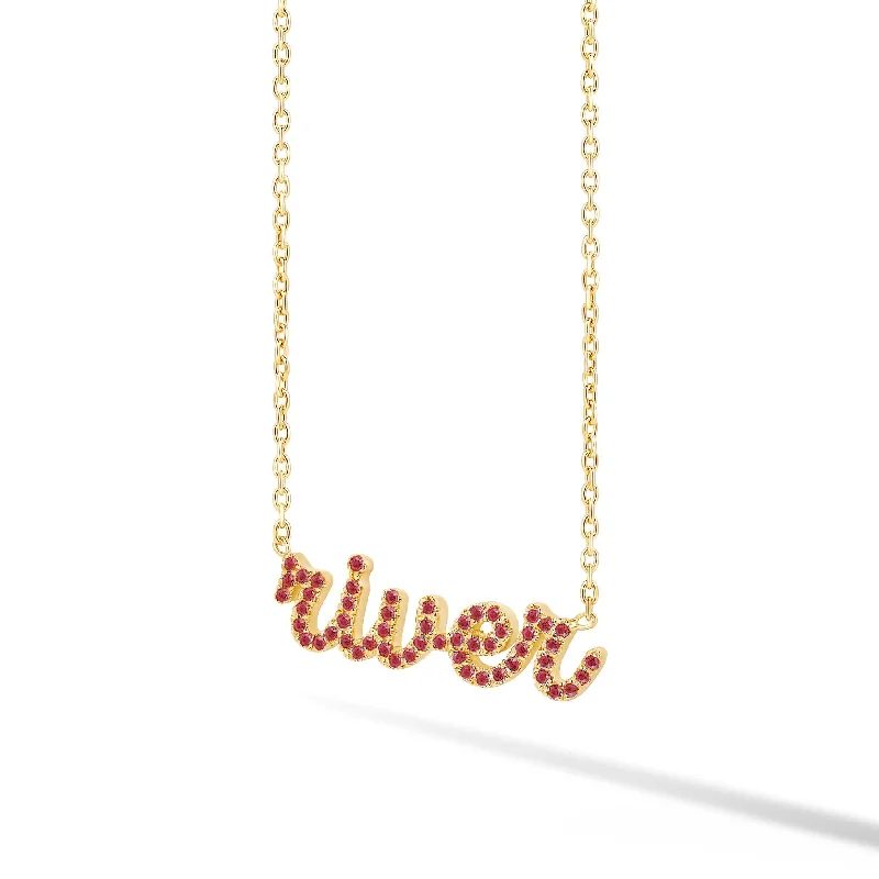 Birthstone Pave Custom Name Necklace