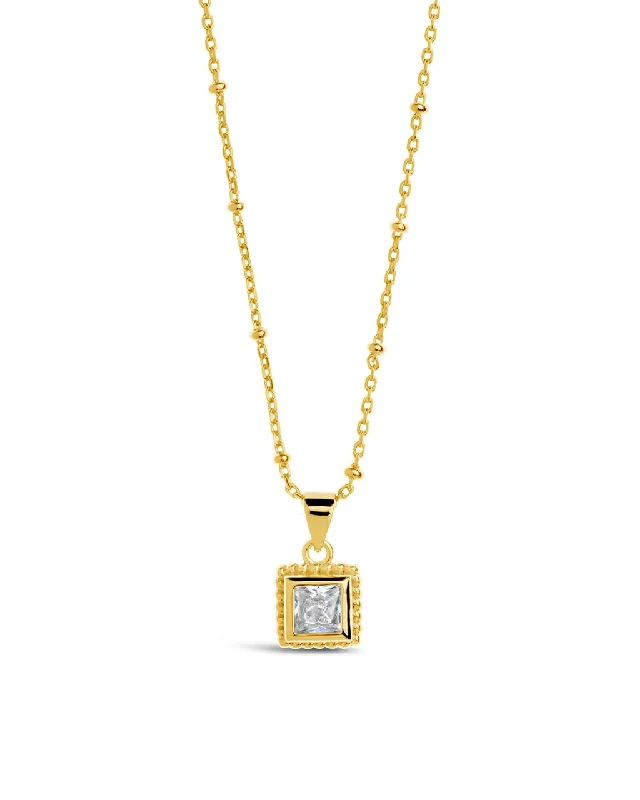 Cassia CZ Square Pendant Necklace