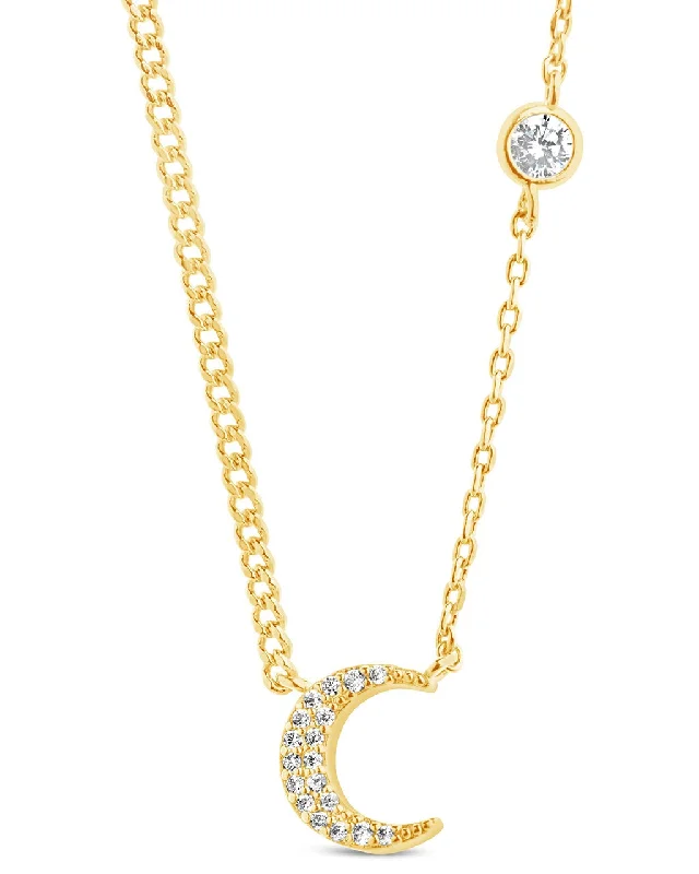 Crystal CZ Crescent Moon Necklace