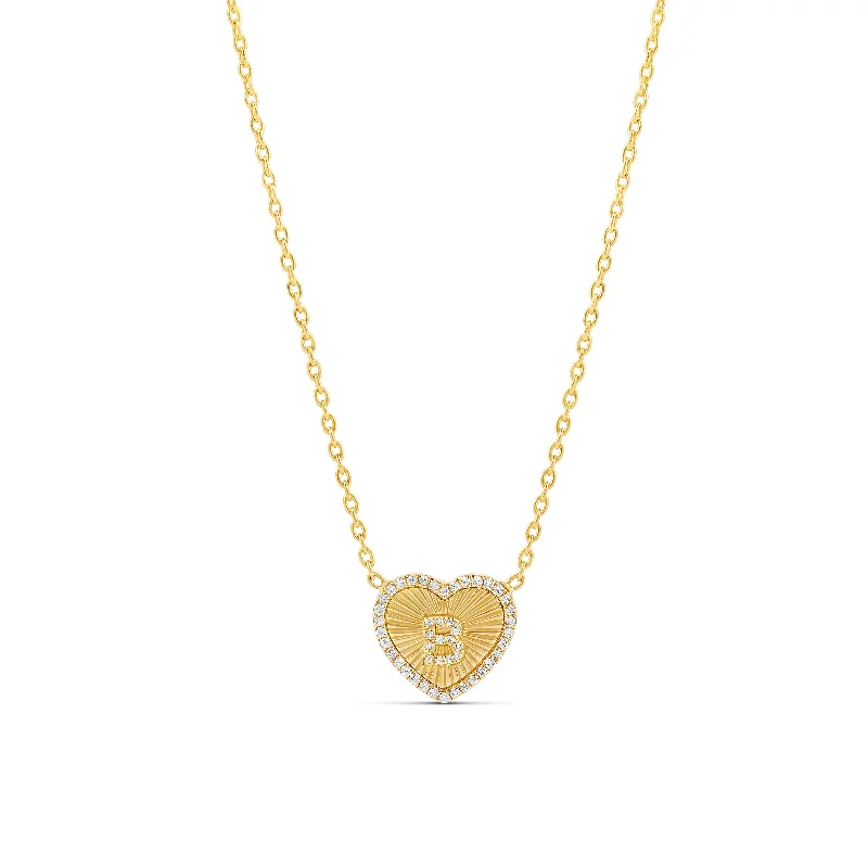 Diamond Initial Fluted Heart Necklace