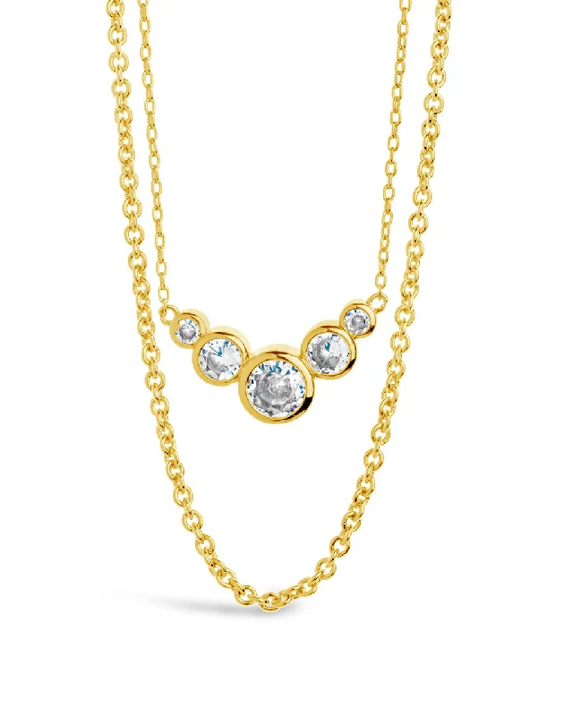 Eileen CZ Bezel Layered Chain Necklace