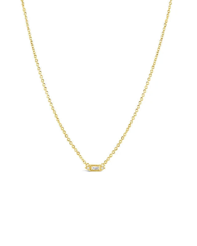 Elongated CZ Pendant Necklace