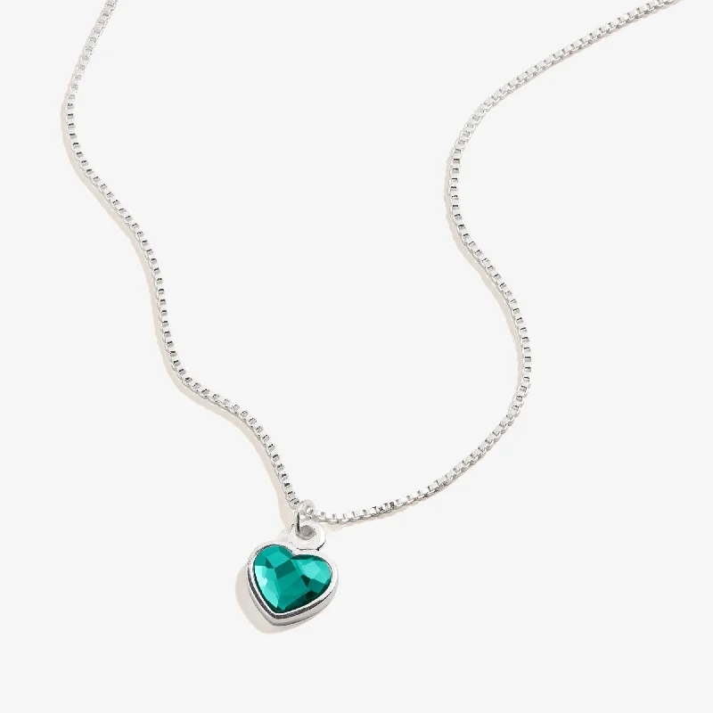 Emerald Heart Necklace, May Birthstone