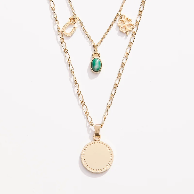 Luck + Prosperity Multi-Charm Layered Necklace