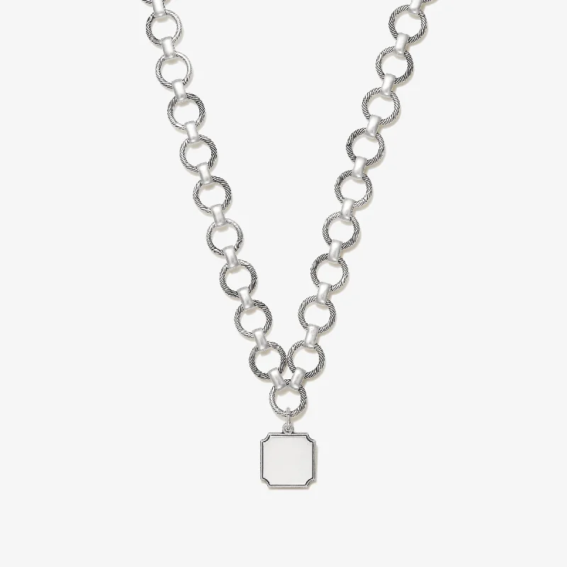 Square Charm Chunky Chain Necklace, 20''