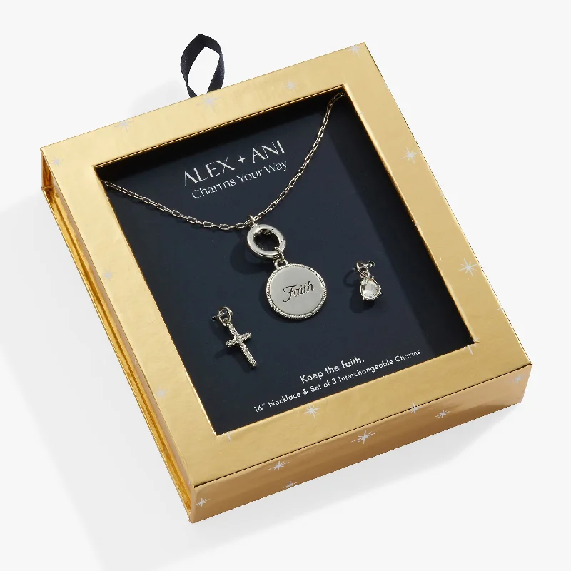 Exclusive Jewelry Sale – Sparkle For Less Faith Mix + Match Charm Necklace Set