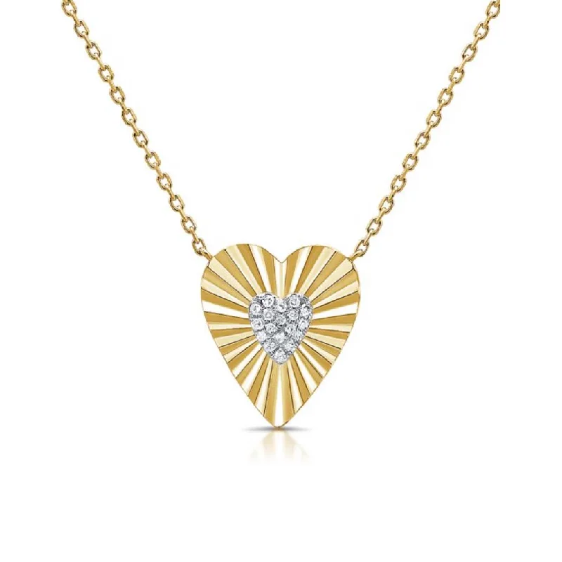 Fluted Diamond Heart Necklace