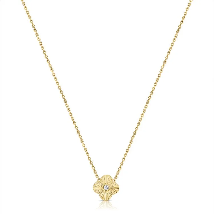 Fluted Clover Diamond Pendant