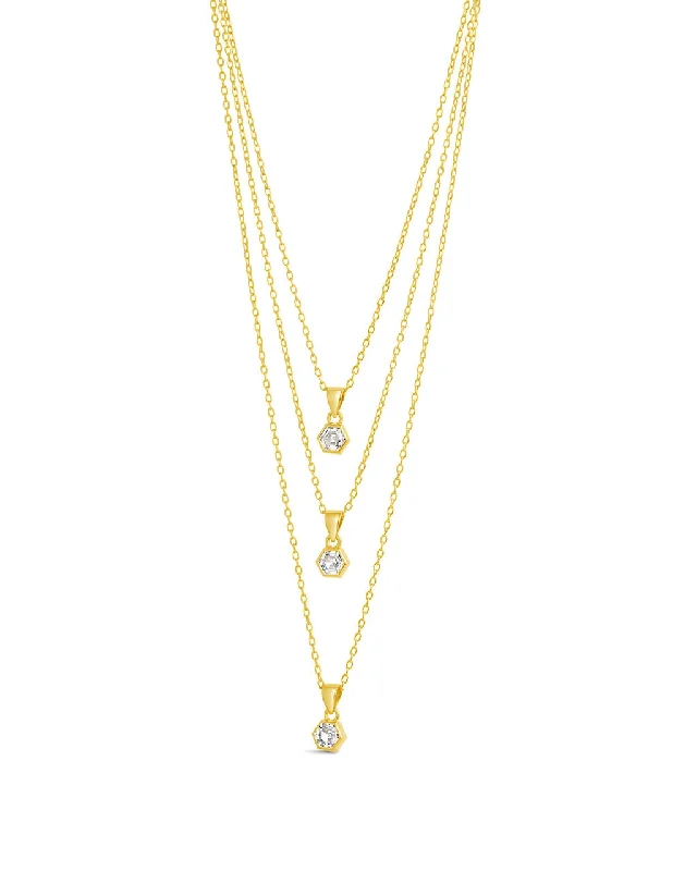 Gia CZ Charm Layered Necklace