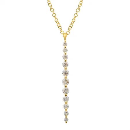 Graduated Shared Prongs Diamond Bar Pendant Necklace