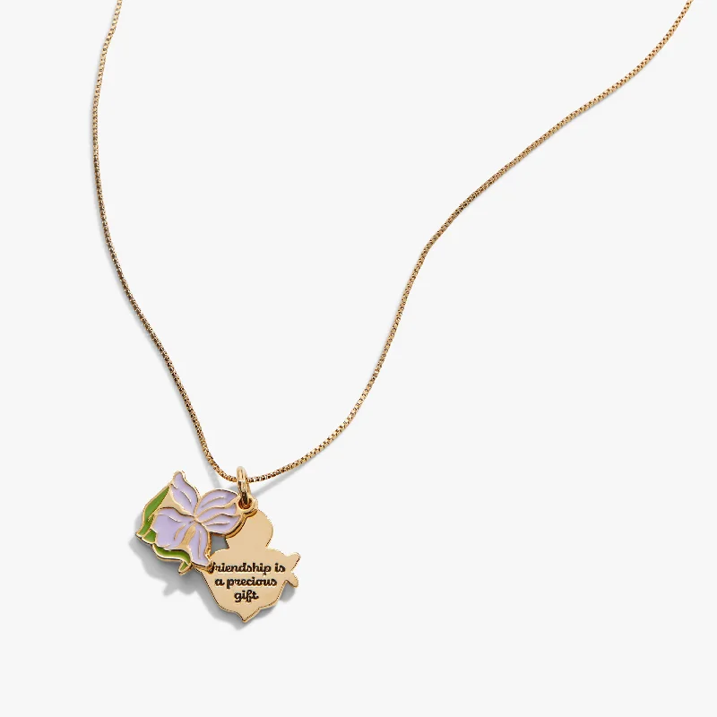 Iris Flower 'Friendship Is A Precious Gift' Necklace