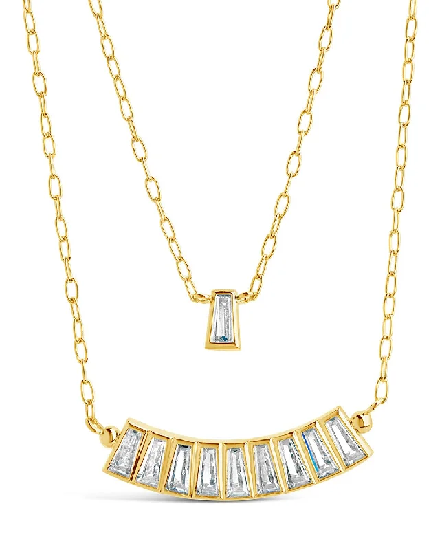 Lillian CZ Row & Charm Layered Necklace