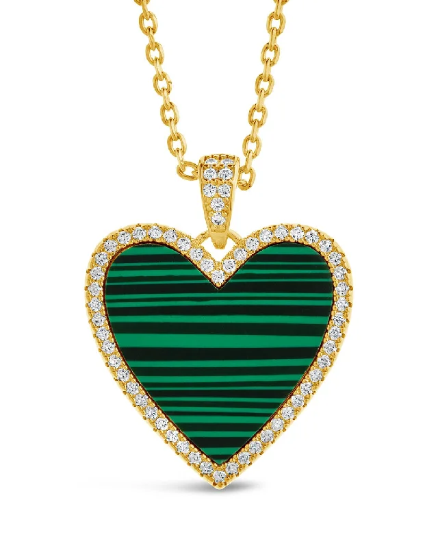 Maeve CZ & Malachite Heart Pendant Necklace