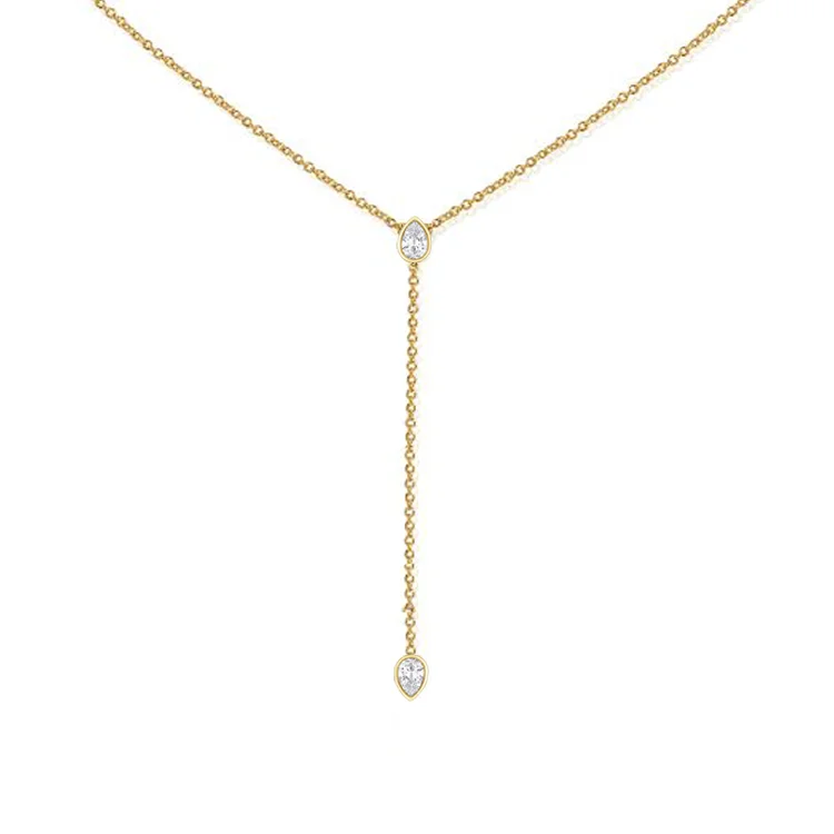 Mixed Shape Diamond Drop Lariat