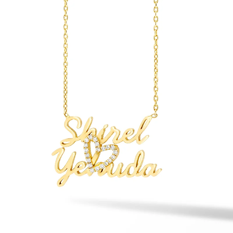 Multiple Name & Diamond Heart Necklace