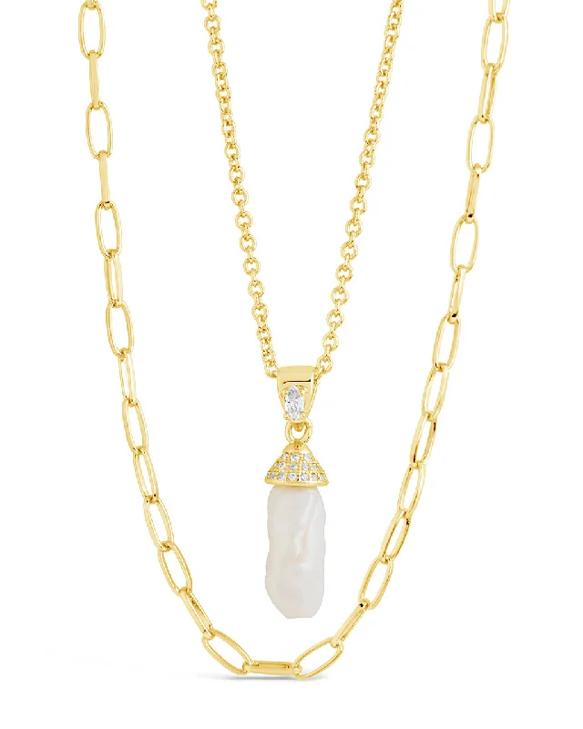 Nerissa Pearl & Chain Layered Necklace