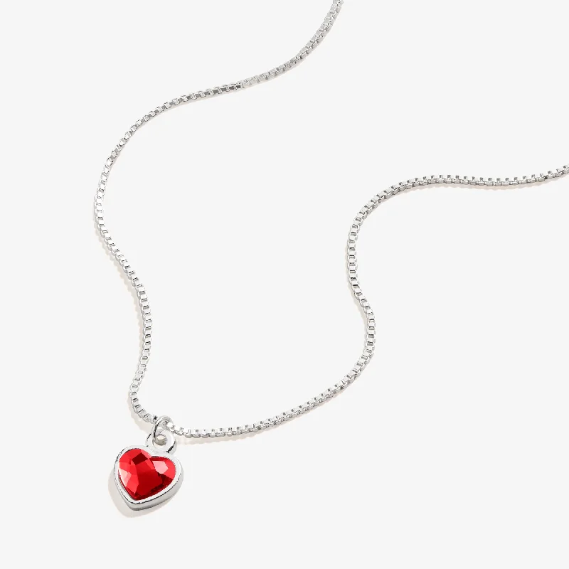 Ruby Heart Necklace, July Birthstone