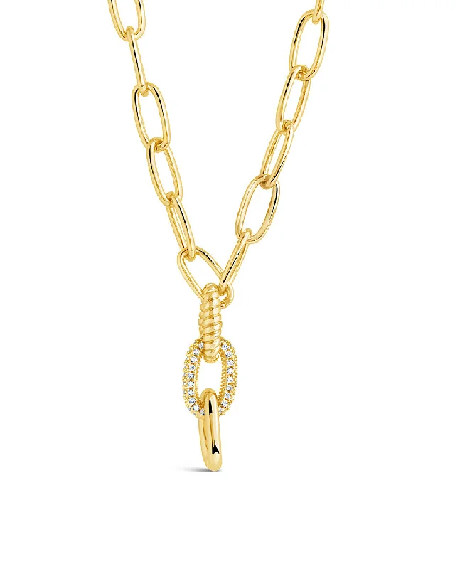 Sonya CZ & Textured Chain Link Necklace