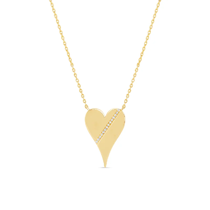 Statement Diamond Jumbo Solid Heart Necklace